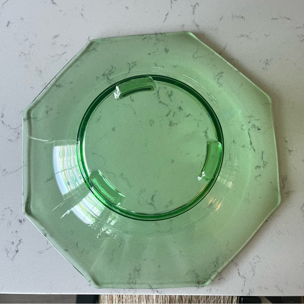 Art Deco Fostoria Uranium Glass Footed Console Bowl - Picture 4 of 9